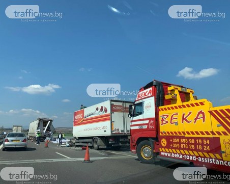5-километрови опашки затапиха АМ Тракия след тежката катастрофа с два ТИР-а ВИДЕО и СНИМКИ