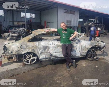 22-годишен, без книжка и... пиян. Резултатът - мерцедес, забит в стълб СНИМКИ