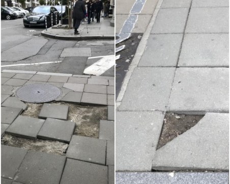 Жена си счупи крака в разбитите плочки на една от най-скъпите улици в София