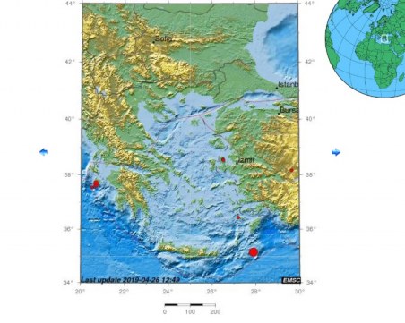 Земетресение с магнитуд 4,4 по Рихтер разтърси о-в Крит