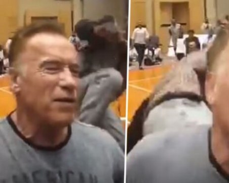 Мъж повали Арнолд Шварценегер с ритник в гърба в ЮАР