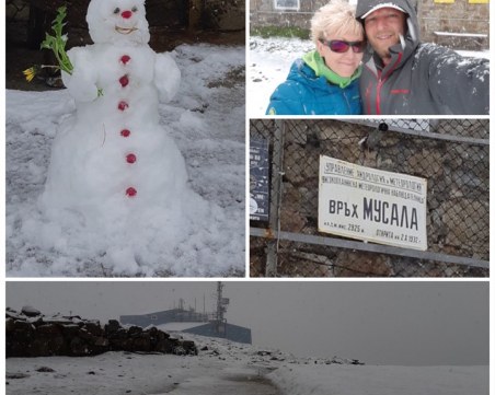 Студът нахлу! Силен сняг на Мусала, направиха снежен човек