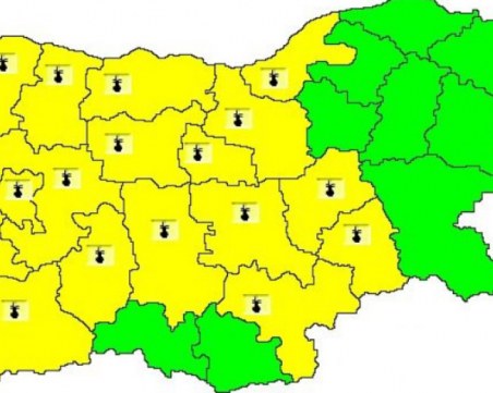 Жълт код за жеги в 19 области днес