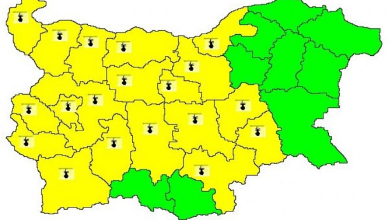 Жълт код за жеги в 19 области днес
