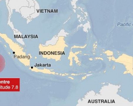 Силен трус в Суматра, предупреждение за цунами