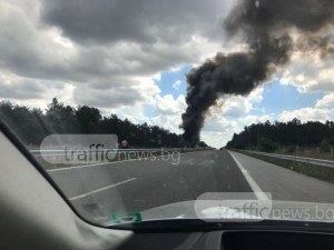 Камион се запали на АМ „Тракия” край Пазарджик