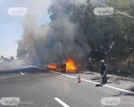 Автомобил се подпали на АМ Хемус преди Варна, участък от магистралата е затворен зарати ПТП