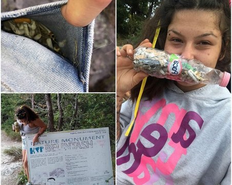 Млада пловдивчанка събра десетки фасове на Белинташ, платото засипано с угарки