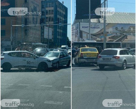 Две катастрофи затапиха движението на възлови булеварди в Пловдив