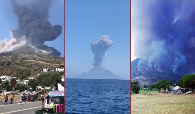 Вулкан в Италия изригна отново, предизвика пожари