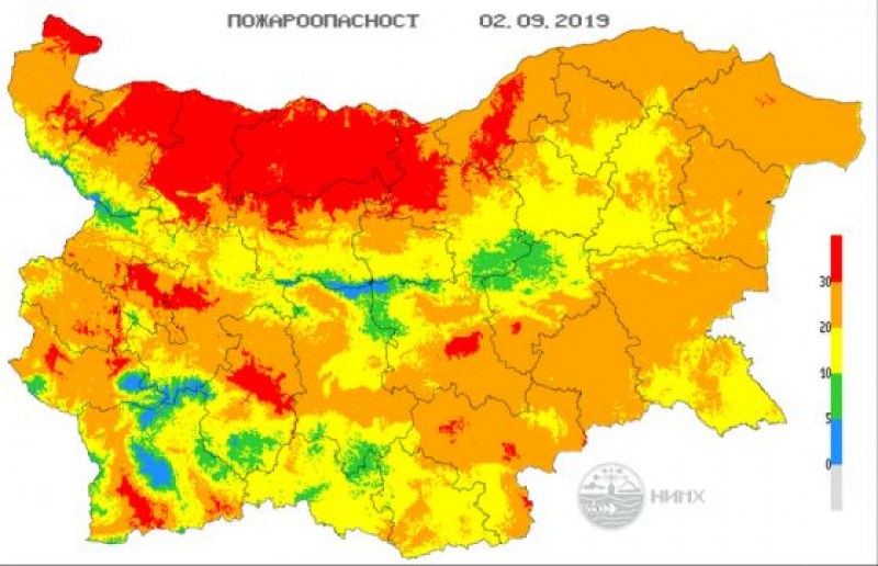 Пожароопасно и горещо време днес