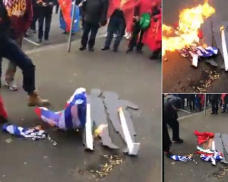 Българското знаме в пламъци предизвика бурна реакция на Външно министерство