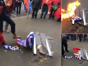 Българското знаме в пламъци предизвика бурна реакция на Външно министерство