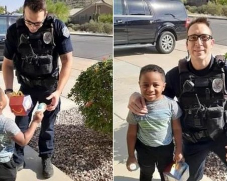 Полицай се отзова на спешно повикване за бургер и картофки, момче набра 911 по погрешка