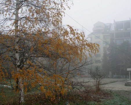 Мъгливо утро, слънцето се показва чак около обяд