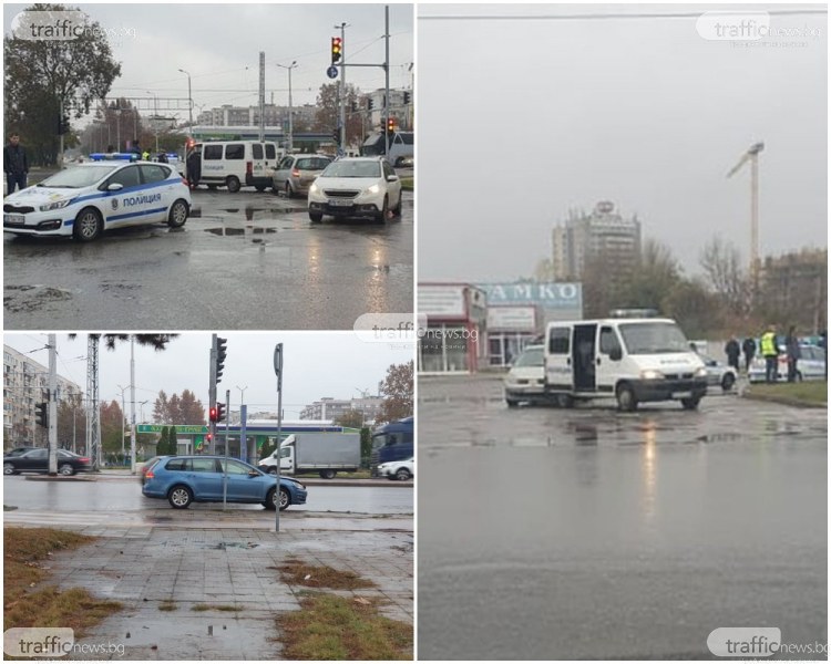 Спецбусът, ударен на кръстовище в Пловдив, преследвал нарушител от Столипиново