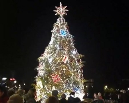 Запалиха светлините на коледната елха на София