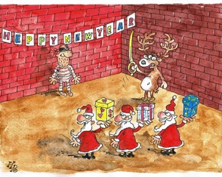 101 карикатури, посветени на зимните празници, радват столичани на Женския пазар