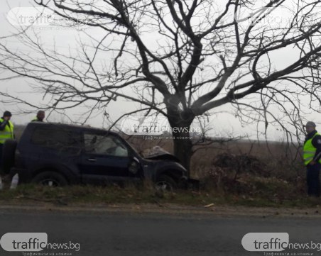 Кола се заби в дърво на пътя Карлово-Пловдив