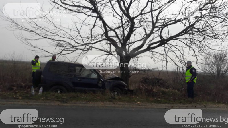 Кола се заби в дърво на пътя Карлово-Пловдив