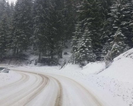 Обилен сняг на пътя Батак - Доспат, въведоха ограничения