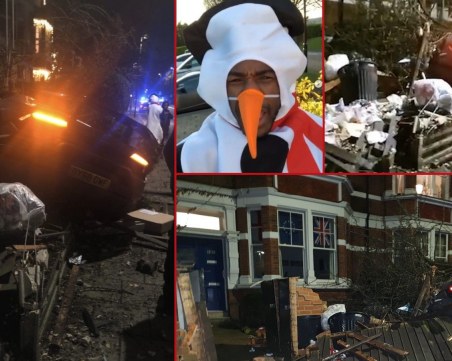 Звезда от Висшата лига, облечен като снежен човек,  вряза 