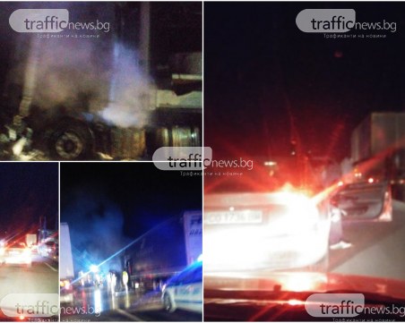 Тир се запали на магистрала Тракия, движението е блокирано