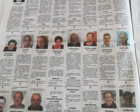 Море от некролози в Италия! Стотици чакат погребани, без близки, които да ги изпратят