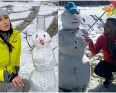 Джена и Коцето се радват на априлския сняг