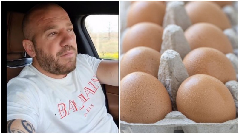 Динко раздава безплатно 15 000 яйца на паркинга пред голяма верига магазини
