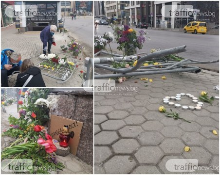 Цветя и свещи отрупаха лобното място на Милен Цветков