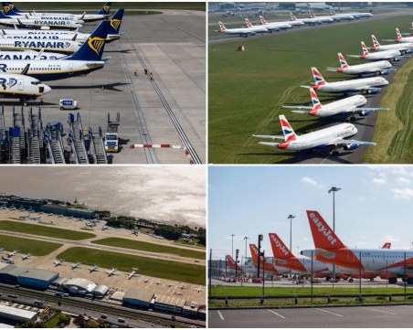 Самолети, приземени от пандемията, стоят празни по летищата