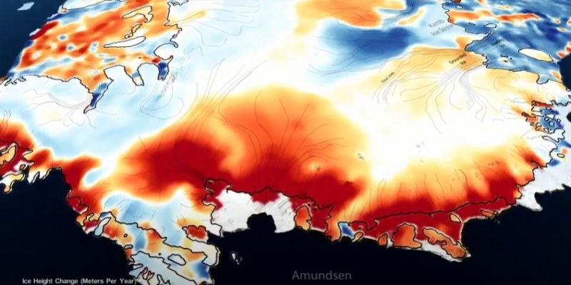 Мащабно топене на ледовете на Антарктида бе показано във видео