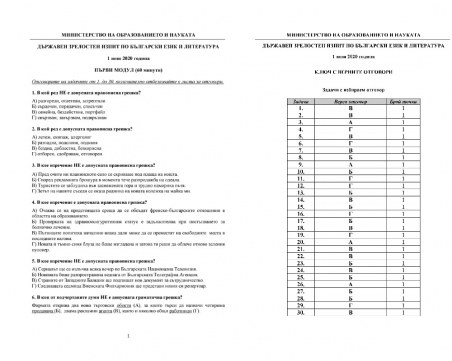 Ето я матурата и отговорите по Български език и литература 2020