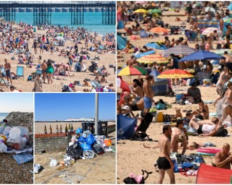 Kупчини с боклук и бутилки, пълни с урина, затрупаха британските плажове