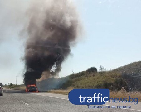 Джип се запали на магистрала 