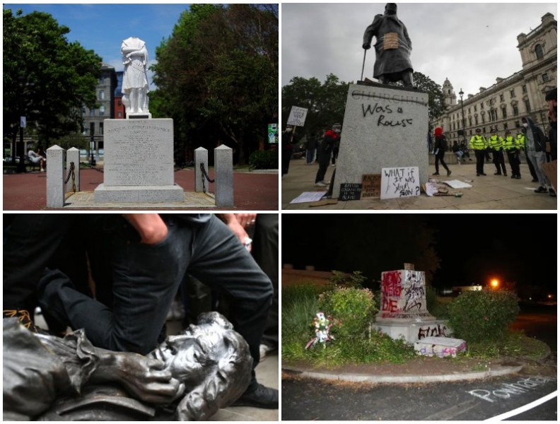 Black Lives Matter: Обезглавиха статуя на Колумб, оскверниха Чърчил, махнаха крал Леополд Втори
