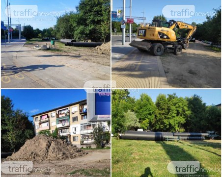 Парк в Кършияка се превърна в строителна площадка, багери се настаниха върху велоалея