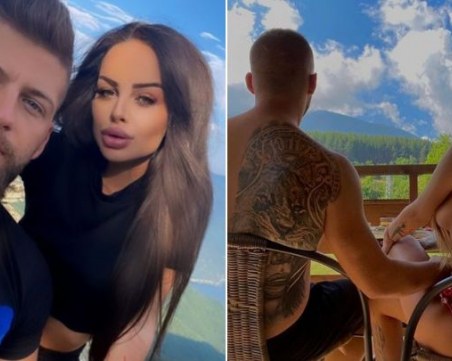 Сузанита махна горнището и се щракна с гаджето на фона на планинска гледка