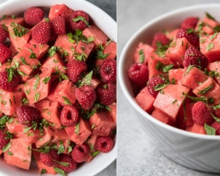 Лято в чиния - лека, плодова салата с диня и мента