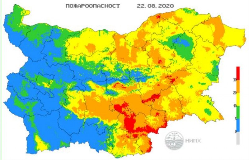 Екстремална опасност от пожари в 5 област в Южна България