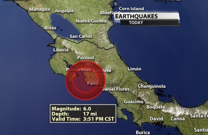 Земетресение с магнитут 6 по Рихтер разтърси Коста Рика