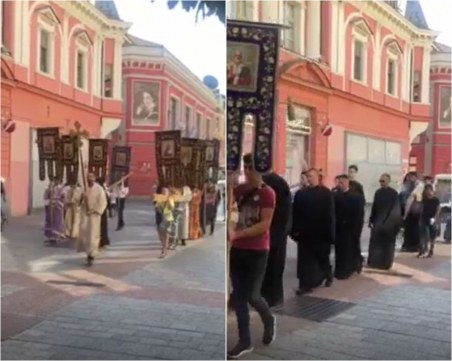 Литийни шествие пресече Главната в Пловдив! Носят старинна икона от разрушения старинен храм  