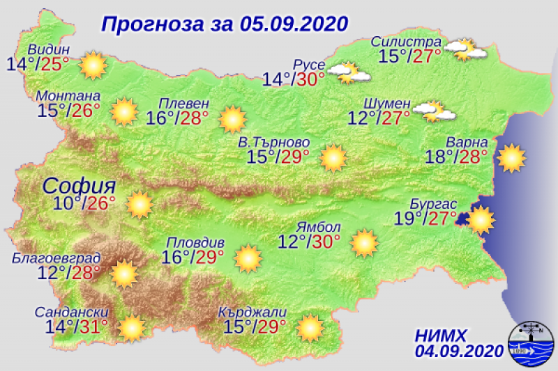 Слънчево и ветровито ще бъде времето днес