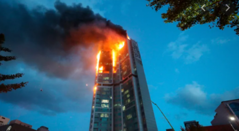 Над 90 ранени при огромен пожар на небостъргач в Южна Корея
