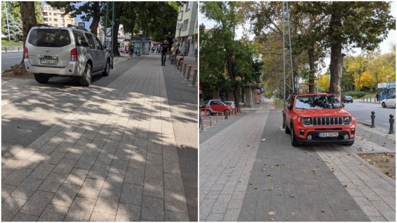 Тротоар в центъра на Пловдив се ползва повече от автомобили, отколкото от пешеходци