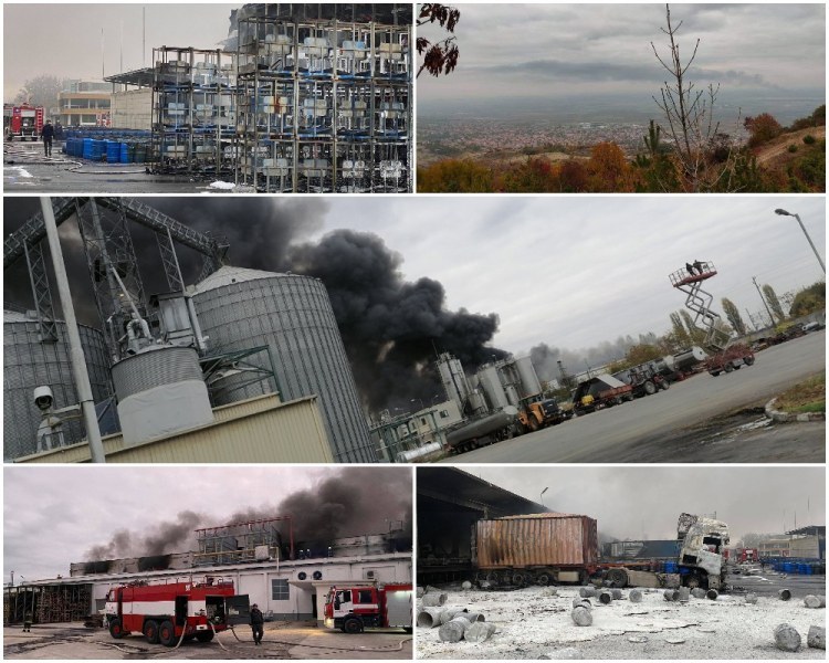 Две сгради от фабриката в Катуница са напълно унищожени, огънят още тлее