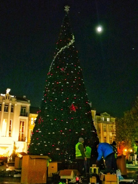 Коледният дух се настанява в Пловдив, вдигат 13-метровата елха