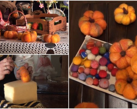 Направете нетрадиционен коледен подарък - тиква от пластена вълна