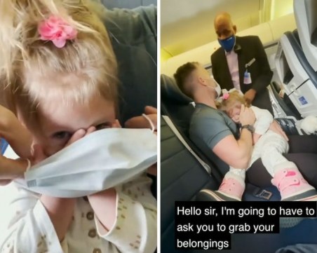 Авиокомпания изгони семейство от самолета си -  2-годишната им дъщеря отказвала да сложи маска